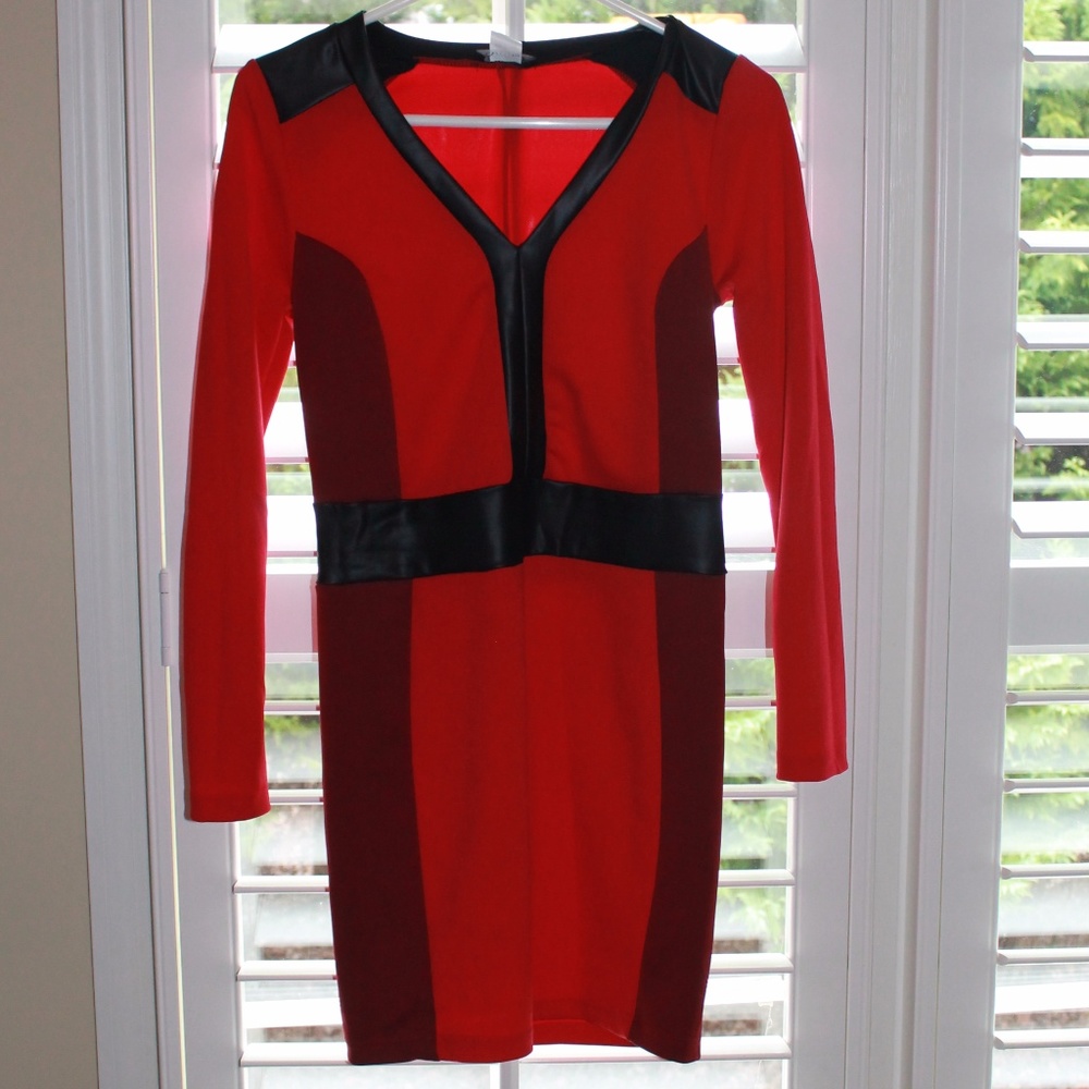 Venus Red and Black Long Sleeve Dress #godawgs